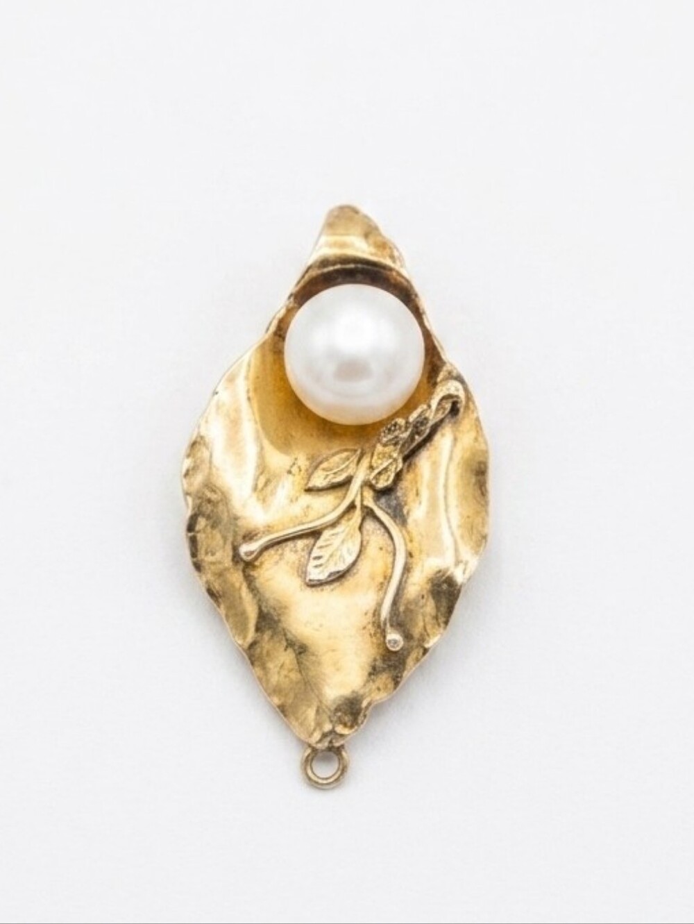 Vintage Israeli 925 Sterling Silver Gold Vermeil Pearl Pendant